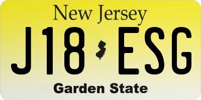 NJ license plate J18ESG