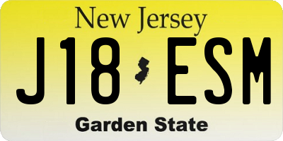 NJ license plate J18ESM