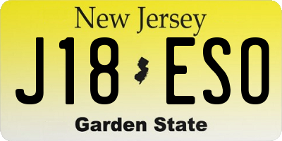 NJ license plate J18ESO