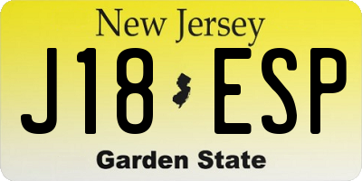NJ license plate J18ESP