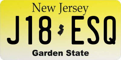 NJ license plate J18ESQ