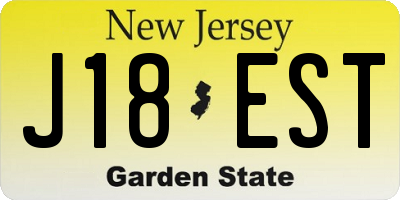 NJ license plate J18EST