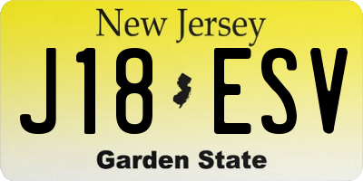 NJ license plate J18ESV