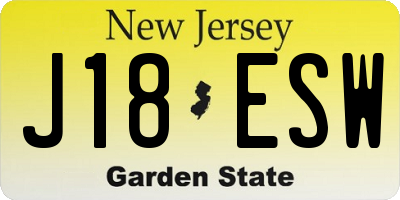 NJ license plate J18ESW