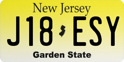NJ license plate J18ESY