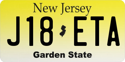 NJ license plate J18ETA