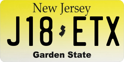 NJ license plate J18ETX
