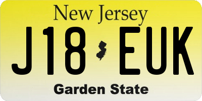 NJ license plate J18EUK