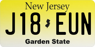 NJ license plate J18EUN