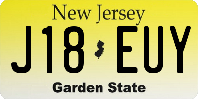 NJ license plate J18EUY