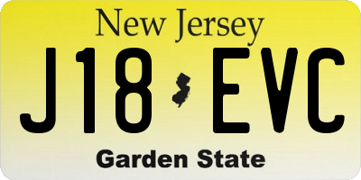 NJ license plate J18EVC