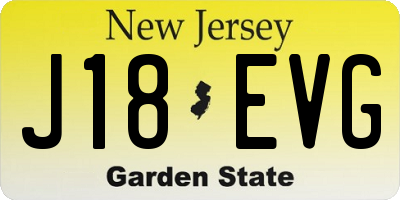 NJ license plate J18EVG