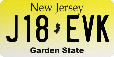 NJ license plate J18EVK