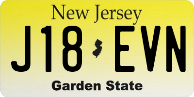 NJ license plate J18EVN