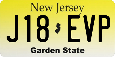 NJ license plate J18EVP