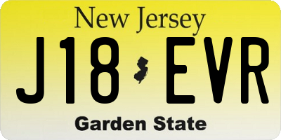 NJ license plate J18EVR