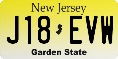 NJ license plate J18EVW