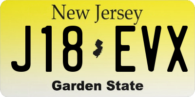NJ license plate J18EVX