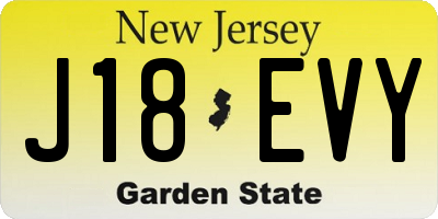 NJ license plate J18EVY