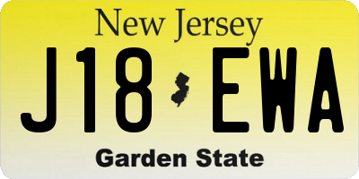 NJ license plate J18EWA