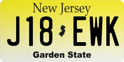 NJ license plate J18EWK