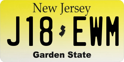 NJ license plate J18EWM