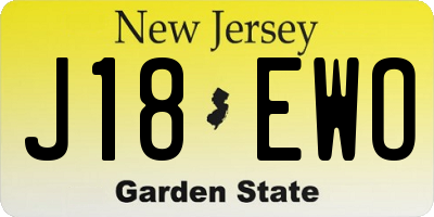 NJ license plate J18EWO