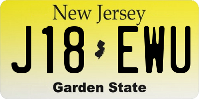 NJ license plate J18EWU