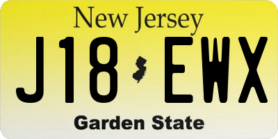 NJ license plate J18EWX