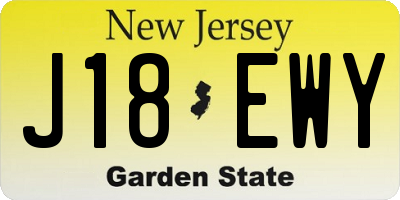 NJ license plate J18EWY