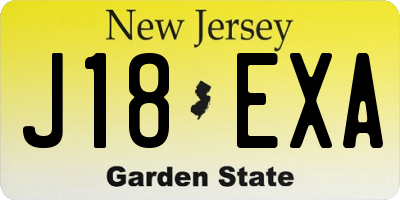NJ license plate J18EXA
