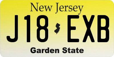 NJ license plate J18EXB