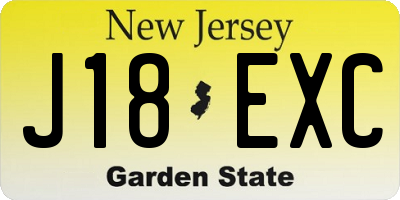 NJ license plate J18EXC