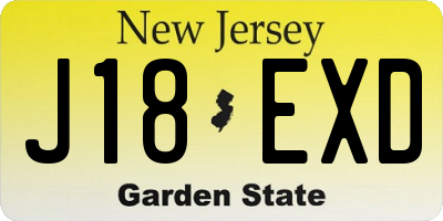 NJ license plate J18EXD