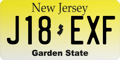 NJ license plate J18EXF
