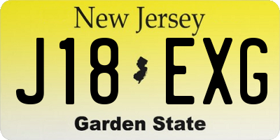 NJ license plate J18EXG
