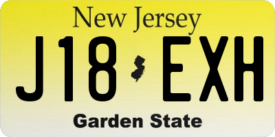 NJ license plate J18EXH