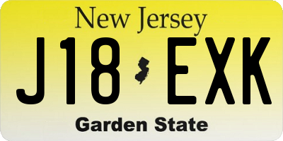 NJ license plate J18EXK
