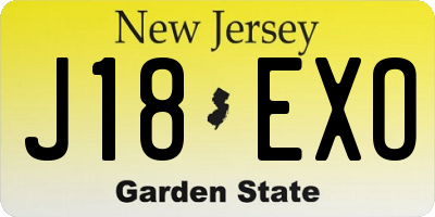 NJ license plate J18EXO