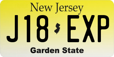 NJ license plate J18EXP