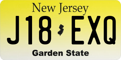 NJ license plate J18EXQ