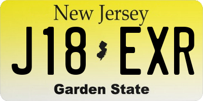 NJ license plate J18EXR
