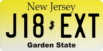 NJ license plate J18EXT
