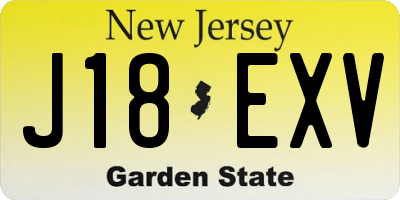 NJ license plate J18EXV