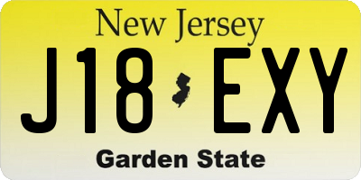 NJ license plate J18EXY