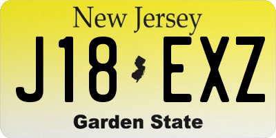 NJ license plate J18EXZ