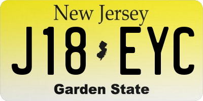 NJ license plate J18EYC