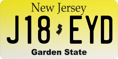 NJ license plate J18EYD