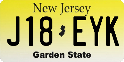 NJ license plate J18EYK