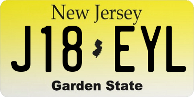 NJ license plate J18EYL